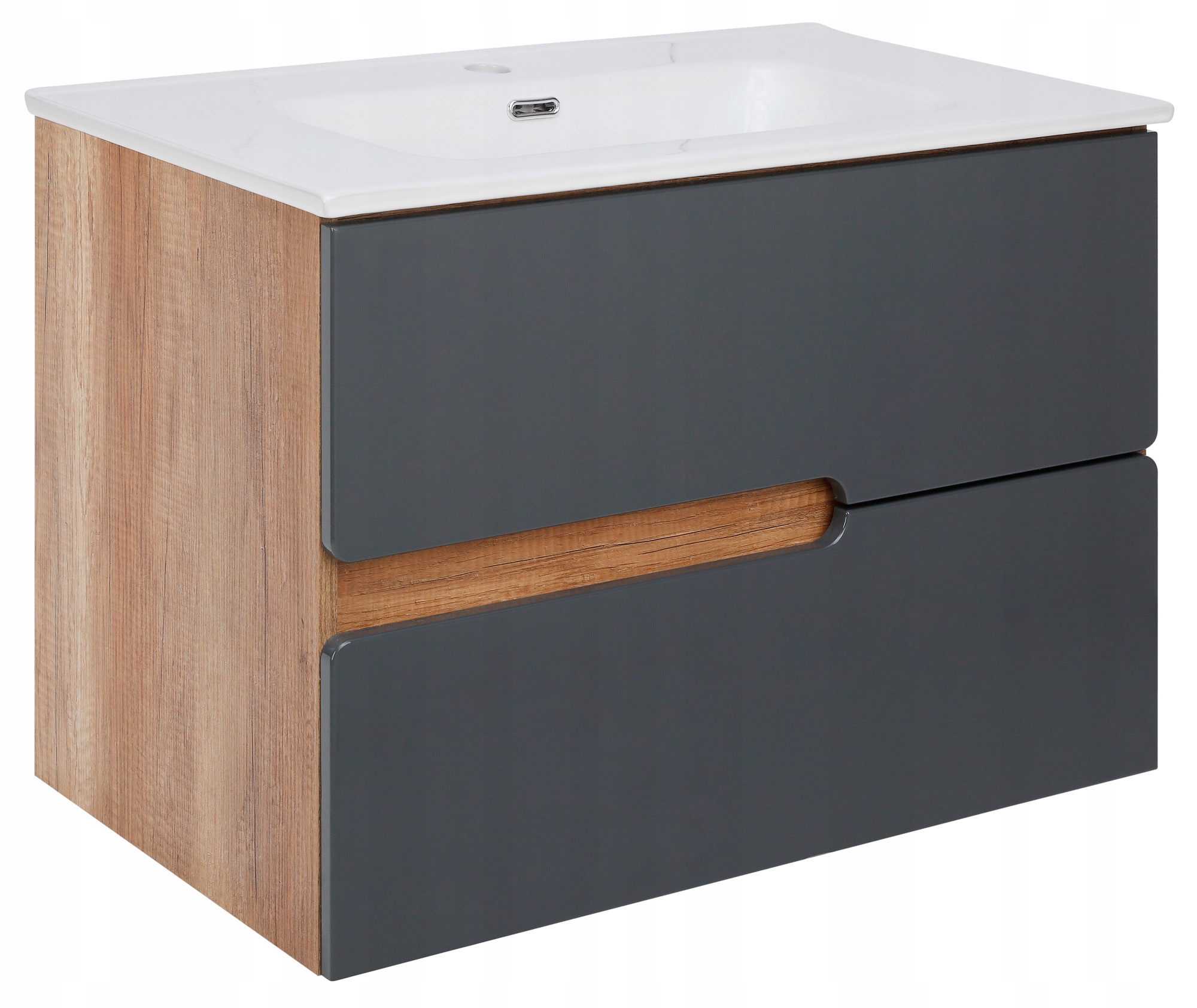 SZAFKA POD UMYWALKE 80 CM WISZĄCA ANTRACYT DĄB COUNTRY ASTOR SPECTRA