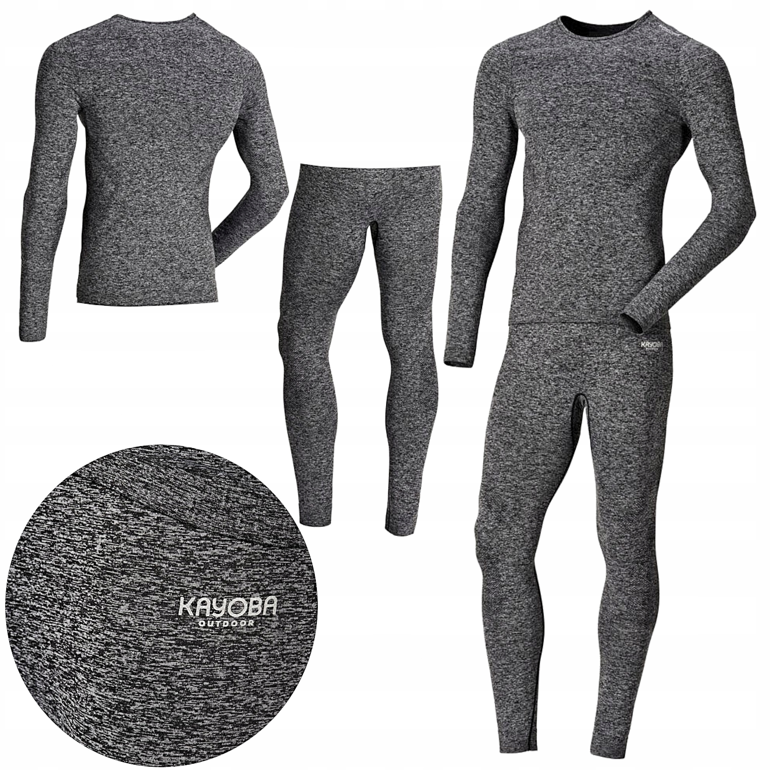 BIELIZNA TERMOAKTYWNA ODZIEŻ NA ZIMĘ KOMPLET SZARA UNISEX XXL