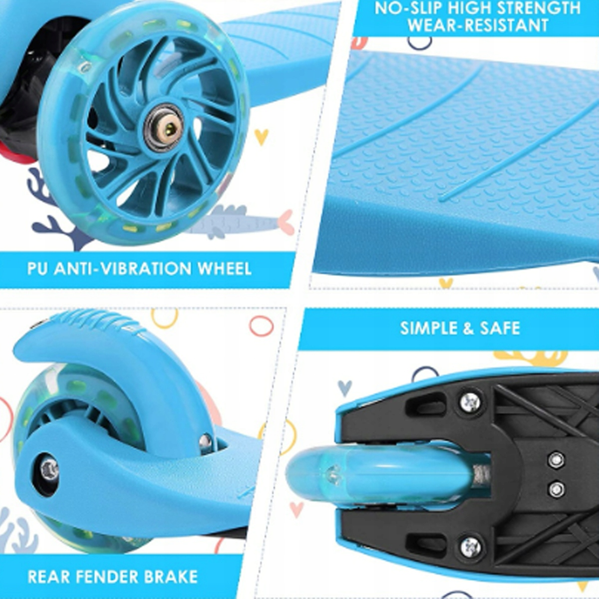 HULAJNOGA TRÓJKOŁOWA DLA DZIECI ŚWIECĄCE KÓŁKA Koła Kauczukowe