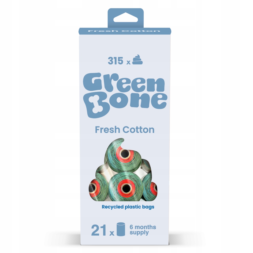 Green Bone Fresh Cotton 21 rolek Biologicky rozložitelné sáčky na psí exkrementy