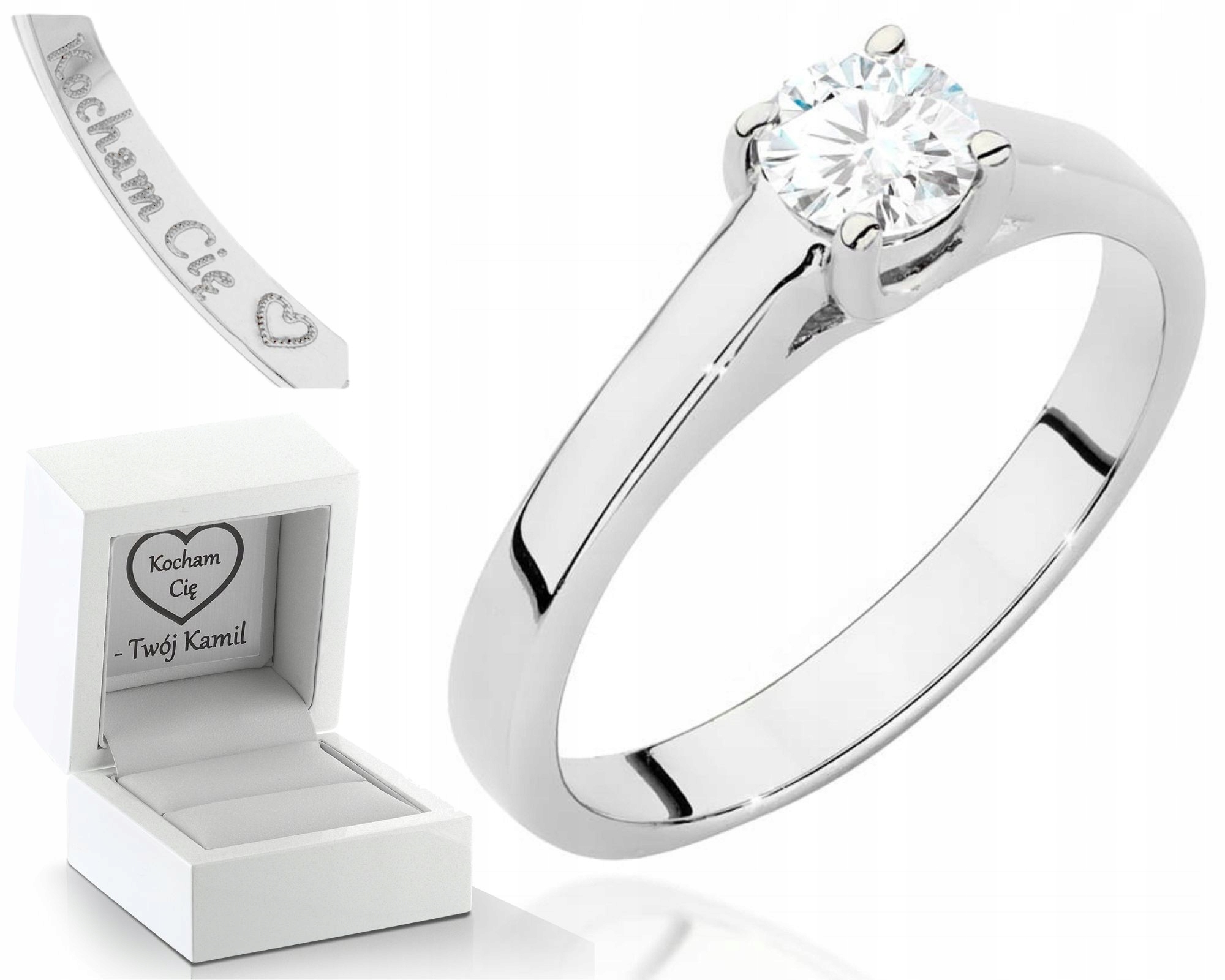 Bílé Zlato Prstýnek S Briliantem 585 Gravírování Bonus