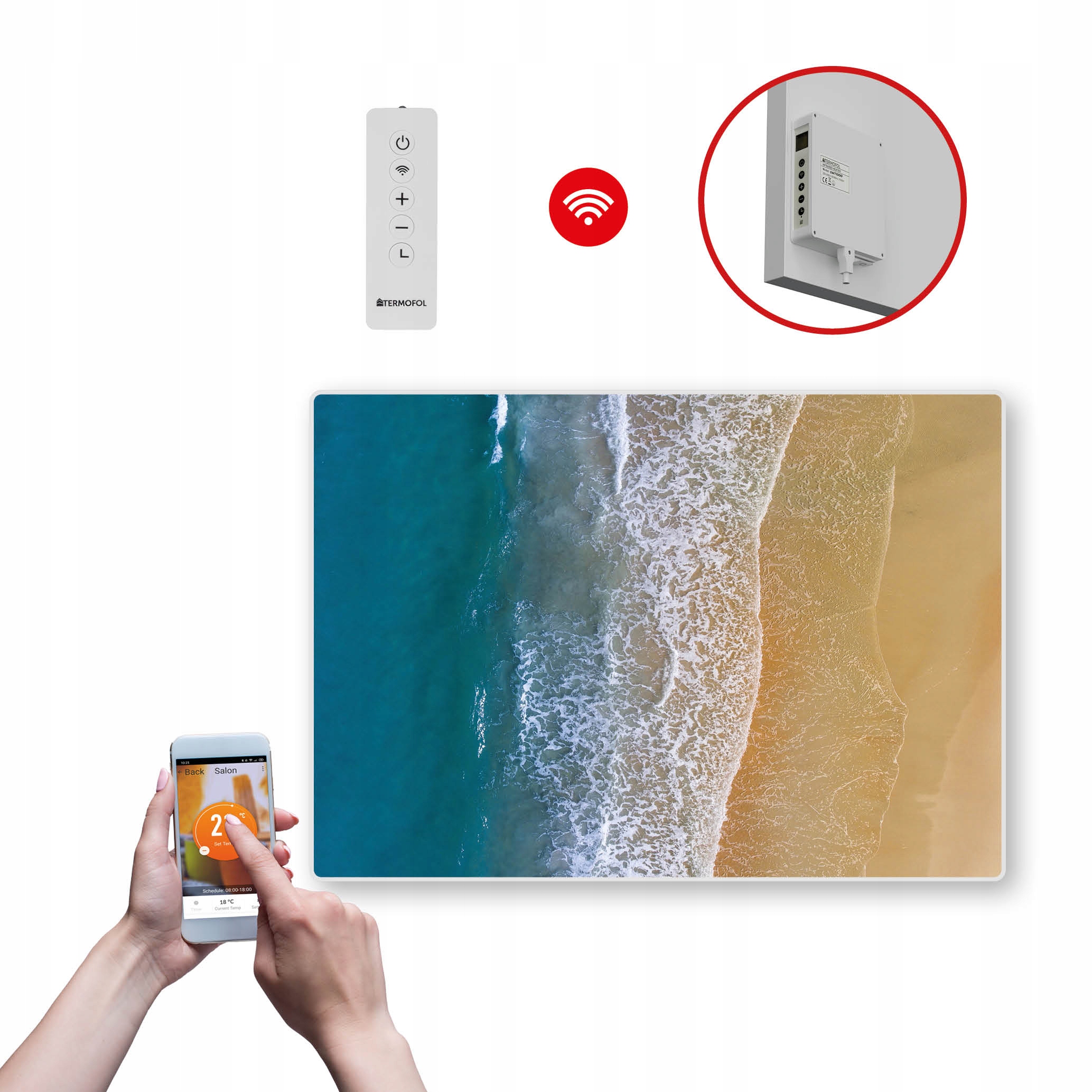 Dekoračný infračervený Vykurovací Panel s výkonom 500 W a Wifi