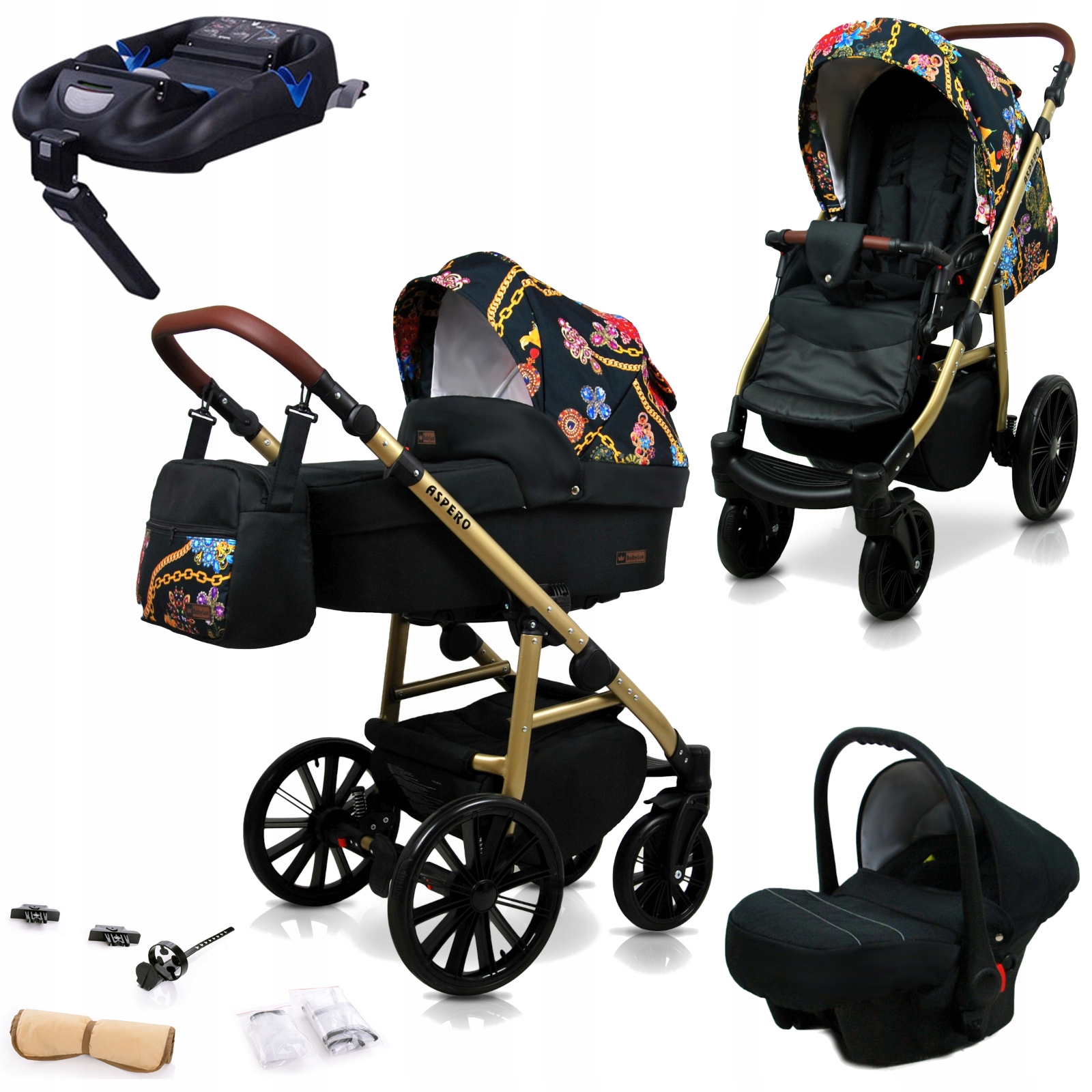 Wózek dziecięcy 4w1 BabyLux Aspero spacerówka gondola fotelik baza Isofix