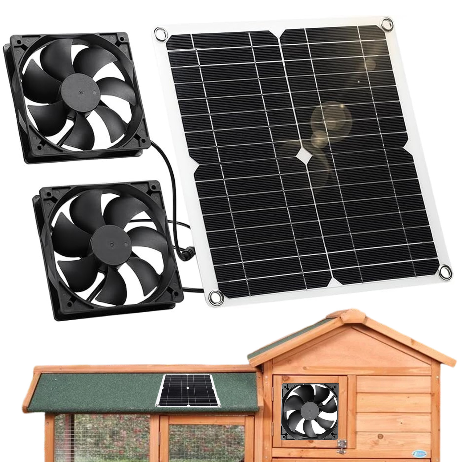 Podwójny Wentylator Solarny Wyciągowy Z Panelem Słonecznym 12W 12CM Mocny