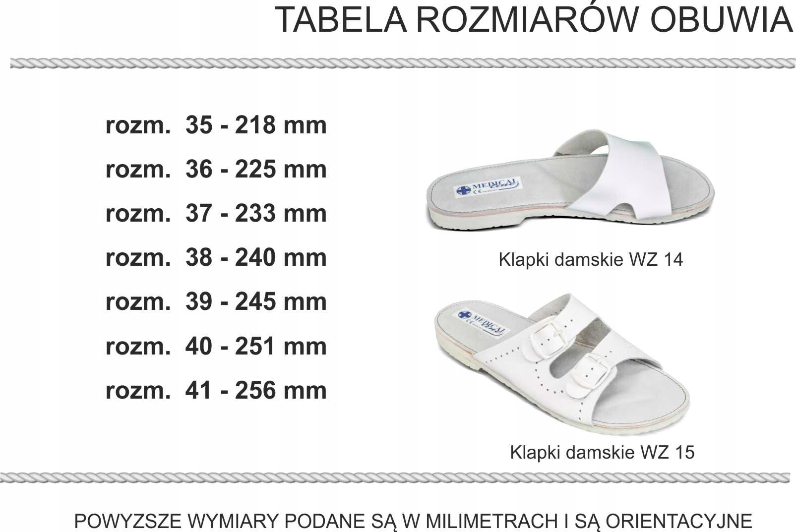 KLAPKI DAMSKIE OBUWIE MEDYCZNE skóra r.38 Płeć kobieta