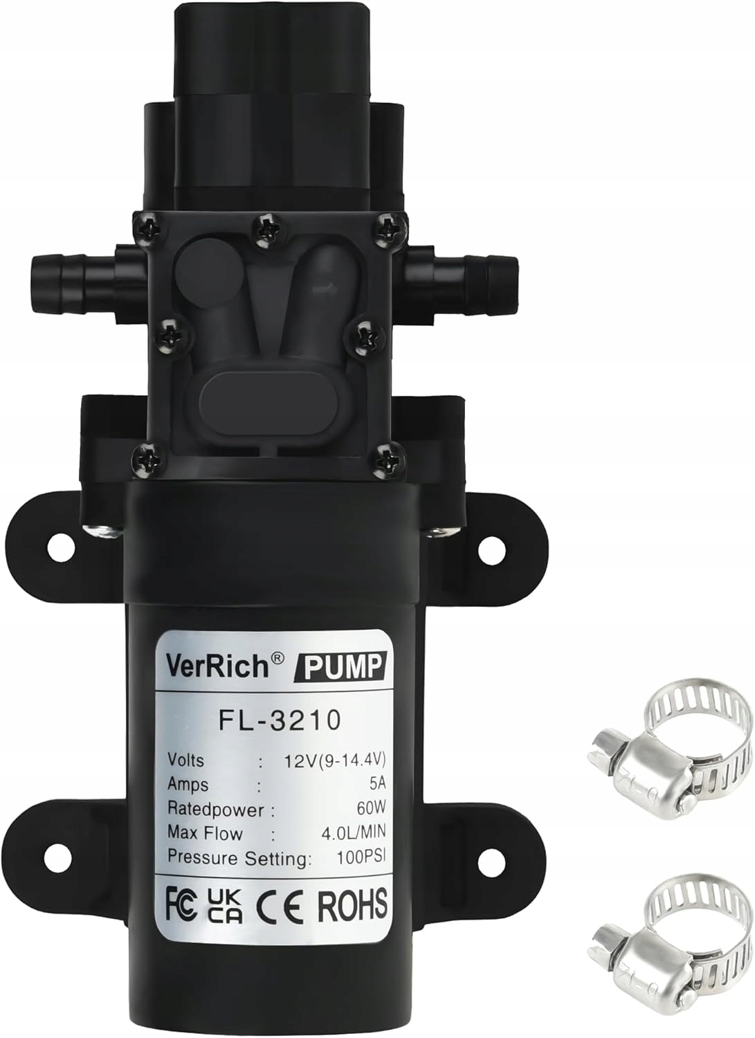 VerRich Vodná pumpa 12 V membránová 60W 5 A 4 l/min vysokotlaková
