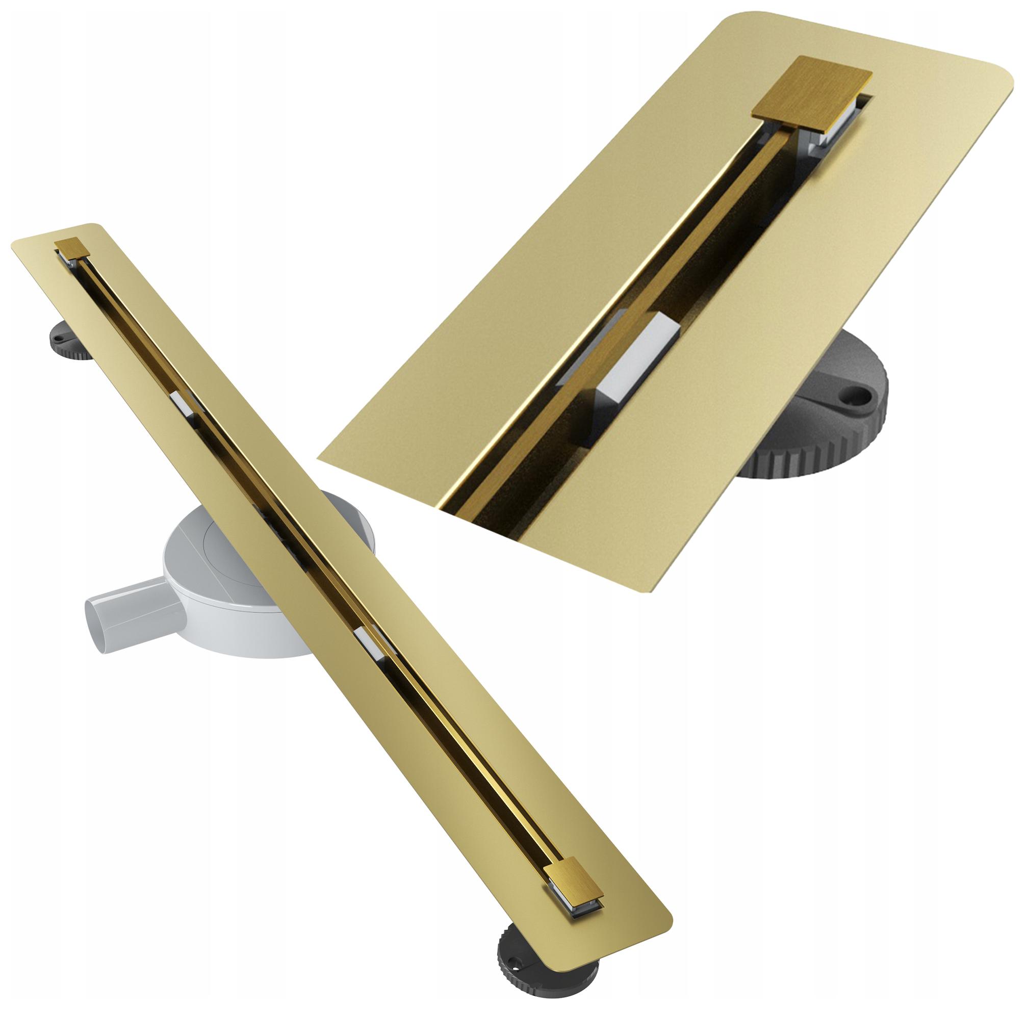 Liniový Odtok Pod Obklad 80 cm Oceľový Sifón Sprchový Kút Žľab Luno Zlatý