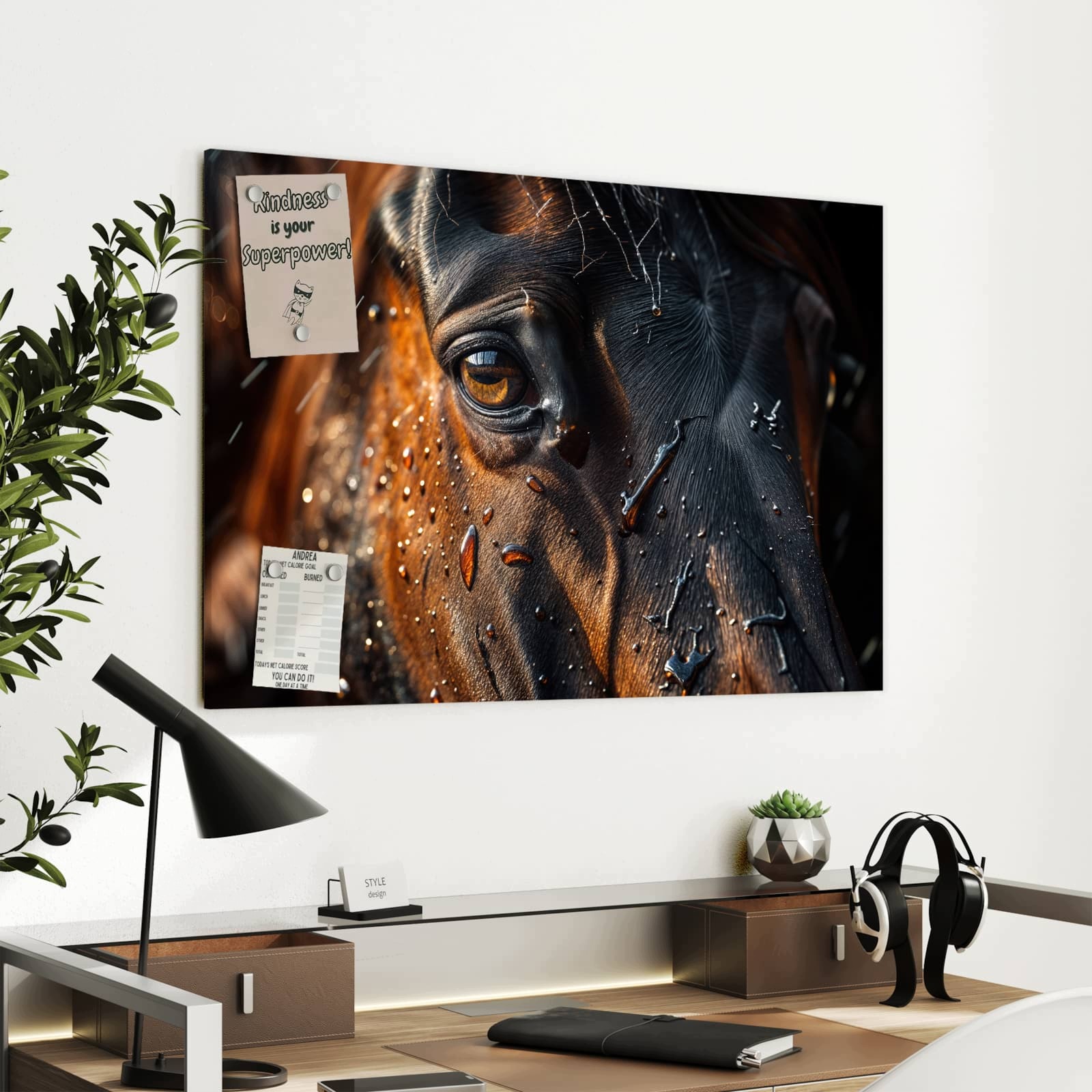 Magnetická tabule Oko koně Déšť 90 × 60 cm