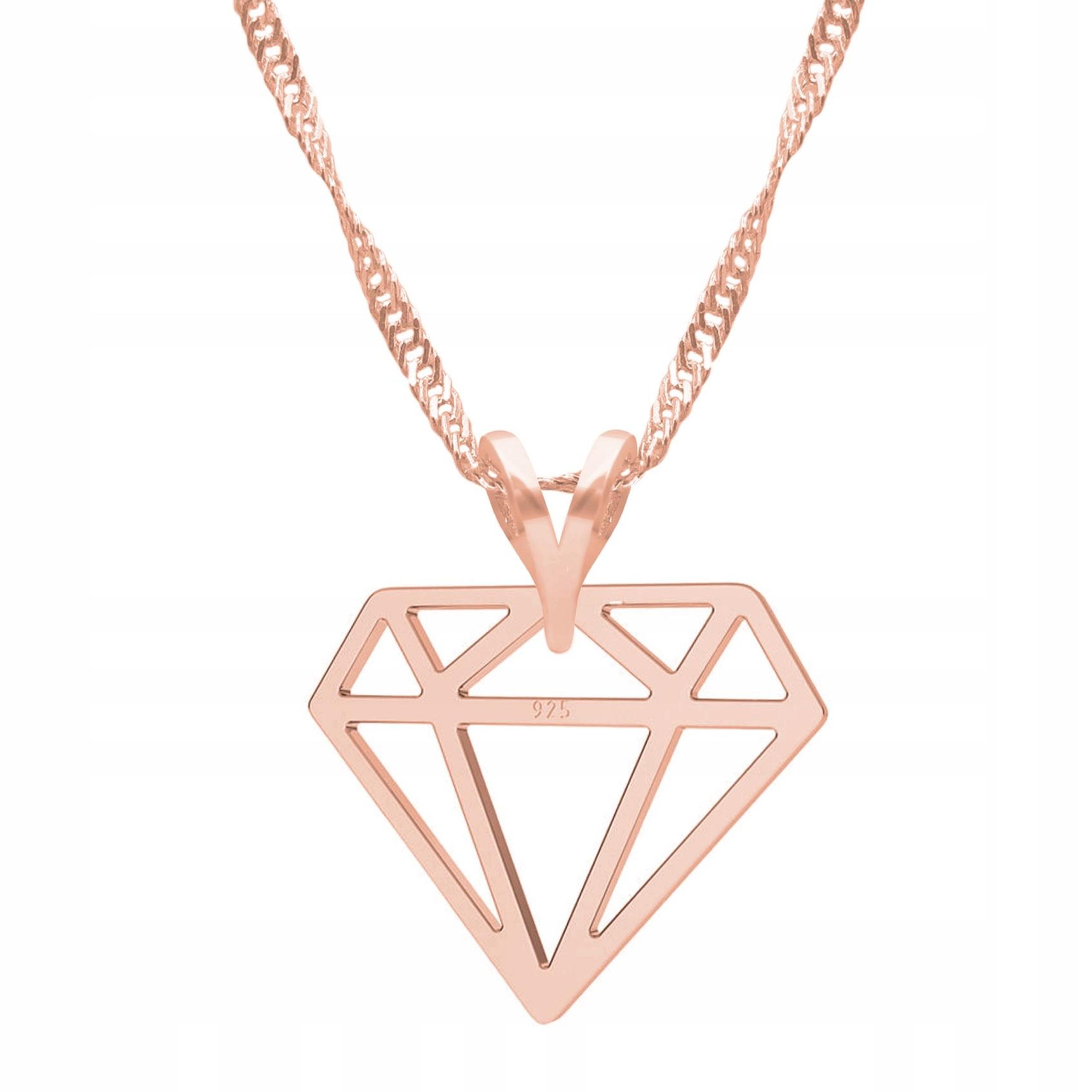 Pozlacený náhrdelník s diamantem, diamant, drahokam, Stříbro 925