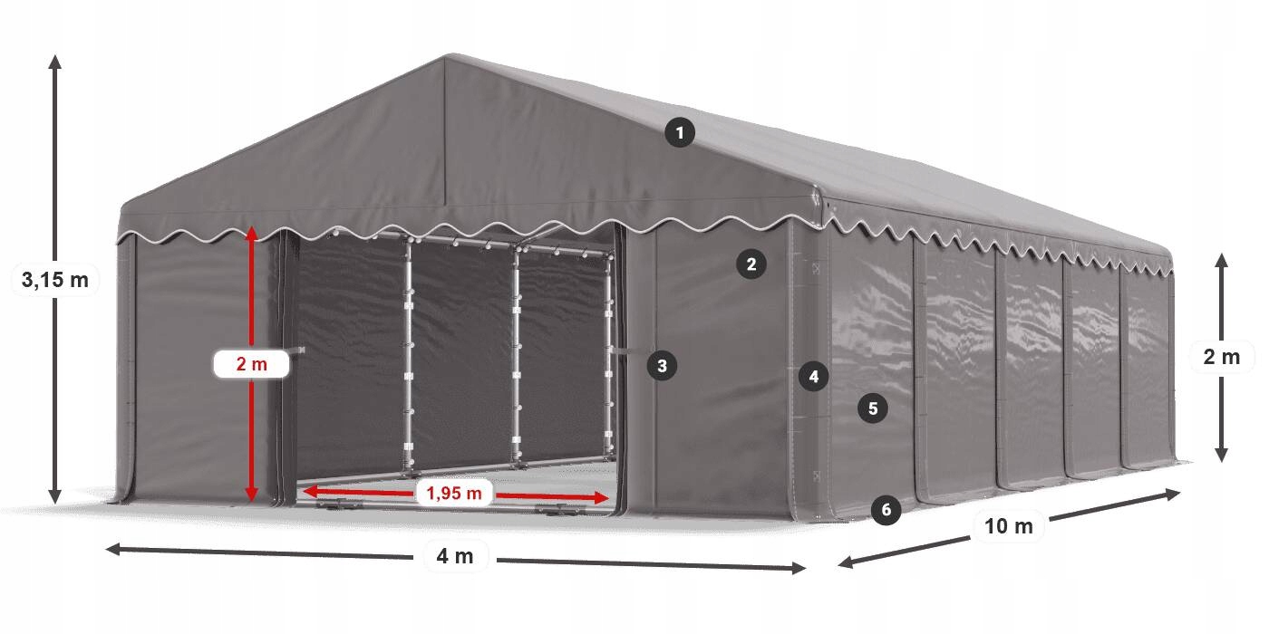 Namioty Warsztatowe 4x10m Solidne DAS 240 SP Długość 10 m