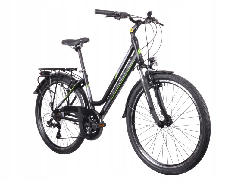 Rower trekkingowy Indiana X-Road 1.0 D19 26 cali damski Czarno-zielony