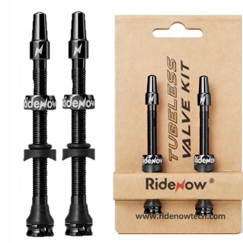Zawory Rowerowe Tubeless 65mm RideNow Aluminiowe Czarne Lekkie