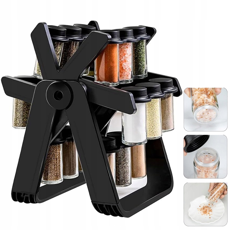 Skleněný Stojan Na Koření S 18 Skleněnými Dózami, Organizér Na Kuchyňskou Linku, Úložný Prostor Do Kuchyně