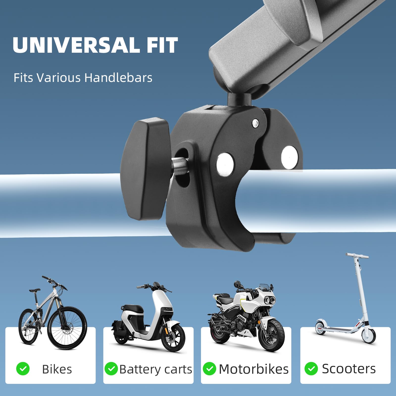 BRDRC Uchwyt Rowerowy Motocyklowy Aluminium do Insta360 DJI GoPro Wersja 1 — miniatura 3