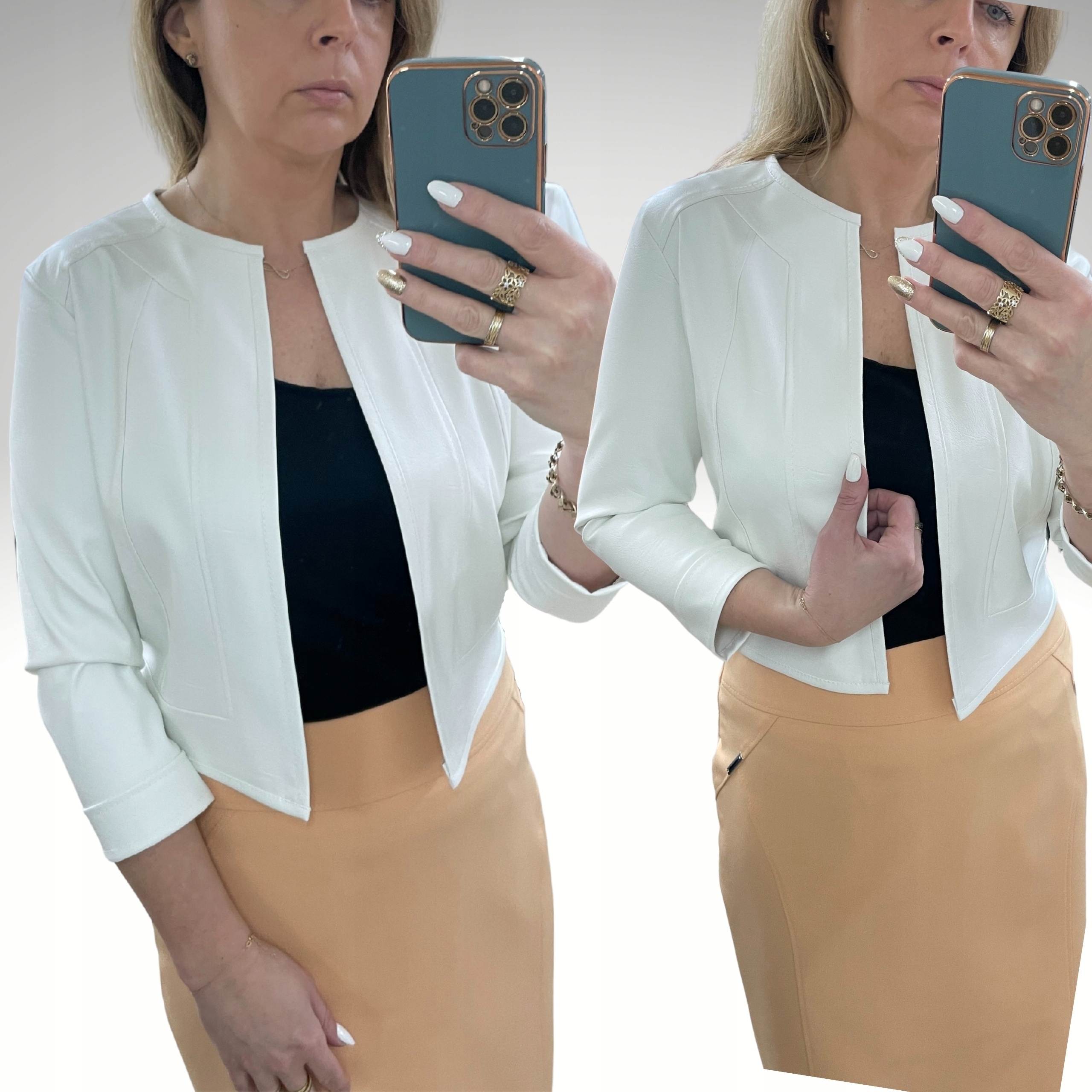 A3 BOLERKO ŻAKIET RAMONESKA TOTAL LOOK BIAŁY R.40 Marka LaLi