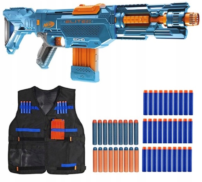 ZESTAW NERF ELITE 2.0 ECHO 4W1 +KAMIZELKA STRZAŁKI