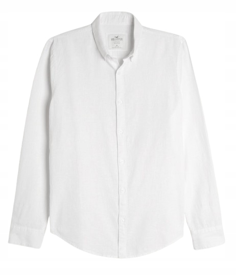 košile Abercrombie Hollister M lněná len bílá