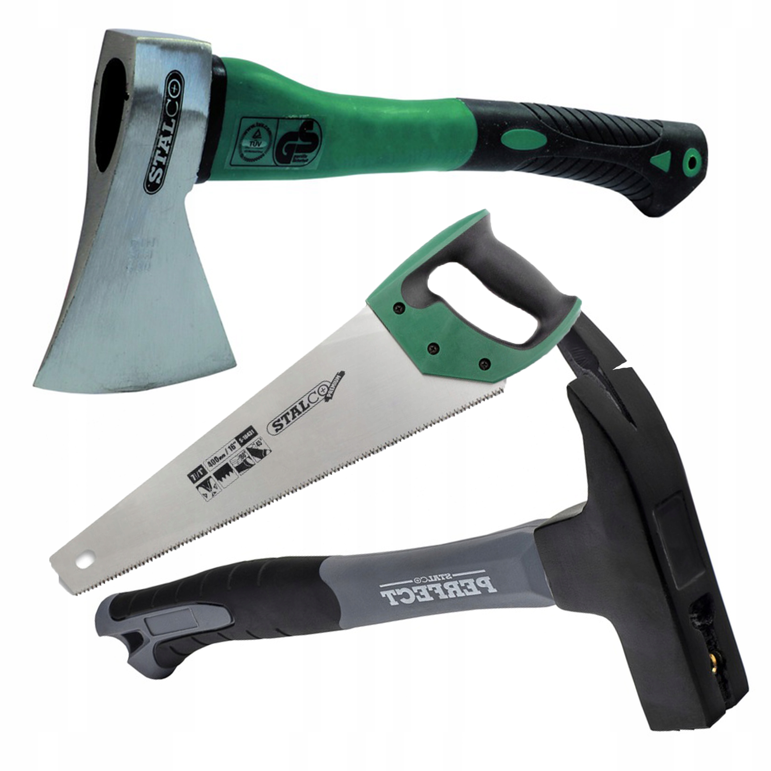 MŁOTEK CIESIELSKI Z MAGNESEM SIEKIERA FIBERGLAS PIŁA PŁATNICA RĘCZNA ZESTAW