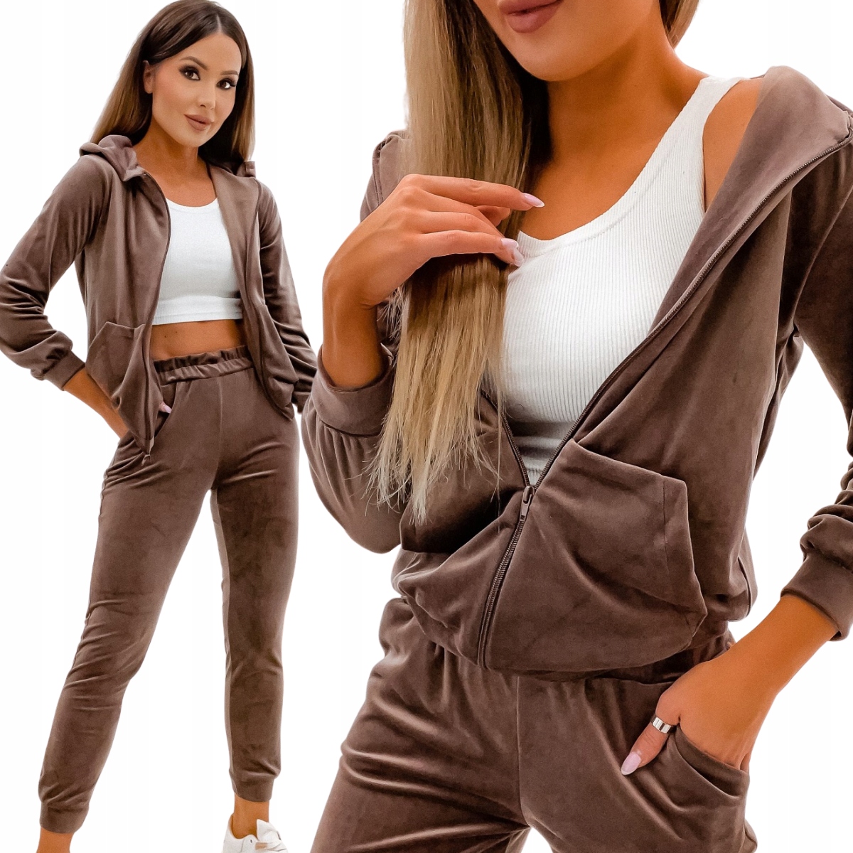 Elegantní teplákovka mikina na zip s kapucí kalhoty 829 XL