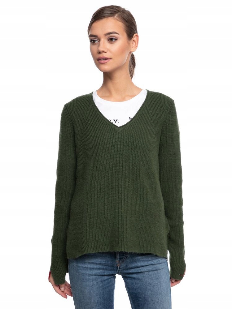 Tommy Hilfiger Tmavě Zelený Svetr V Neck (xs)