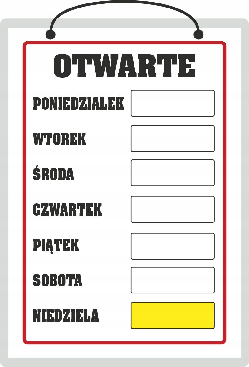 

Tabliczka laminowana Godziny Otwarcia A4