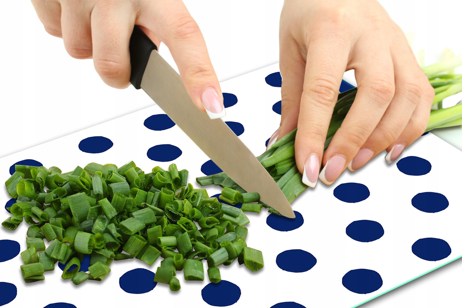 7w1 SZKLANA DESKA DO KROJENIA 52x40 KROPKI SZKŁO HARTOWANE Kształt prostokątny