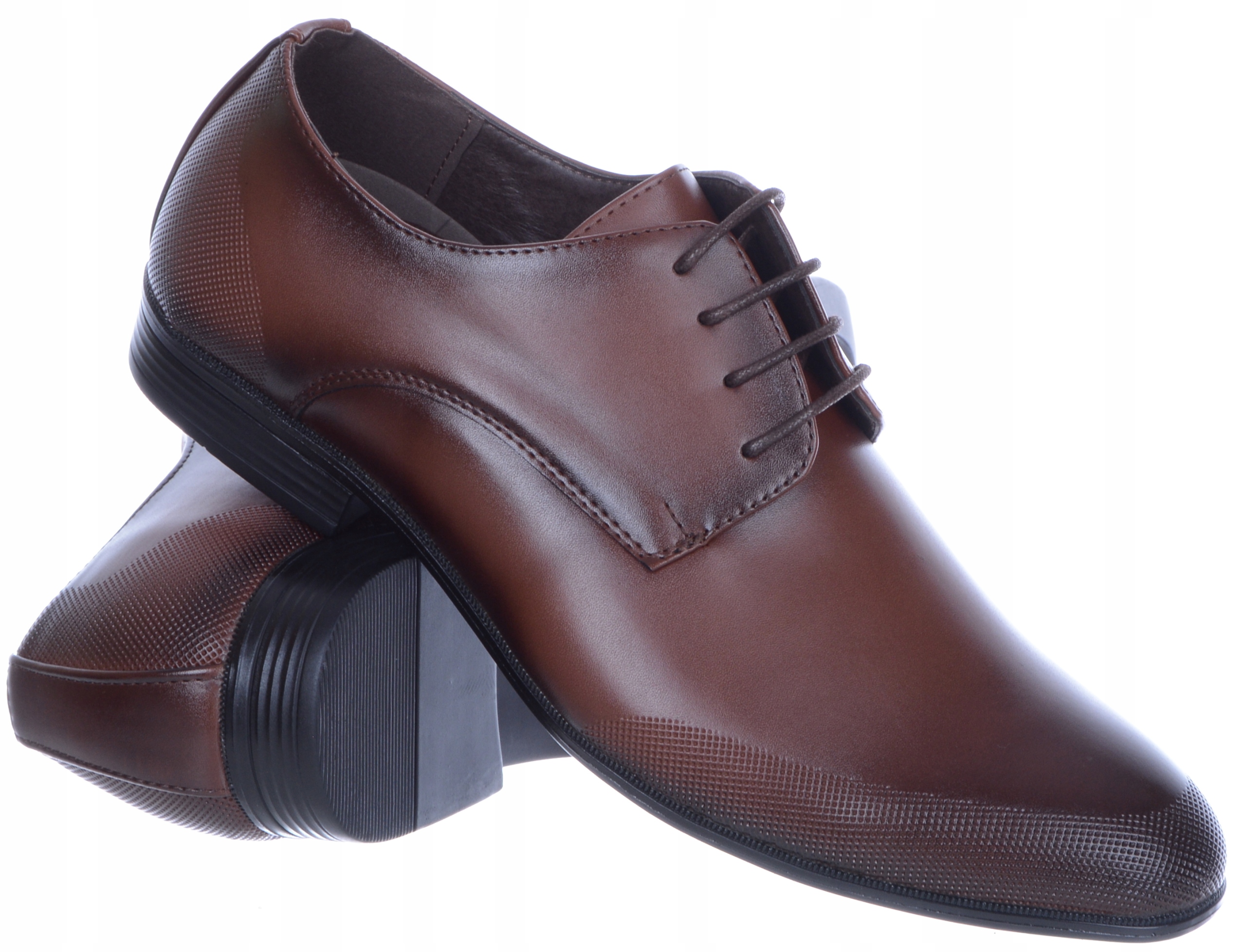 Pánské elegantní šněrovací polobotky eko hnědé, velikost 42