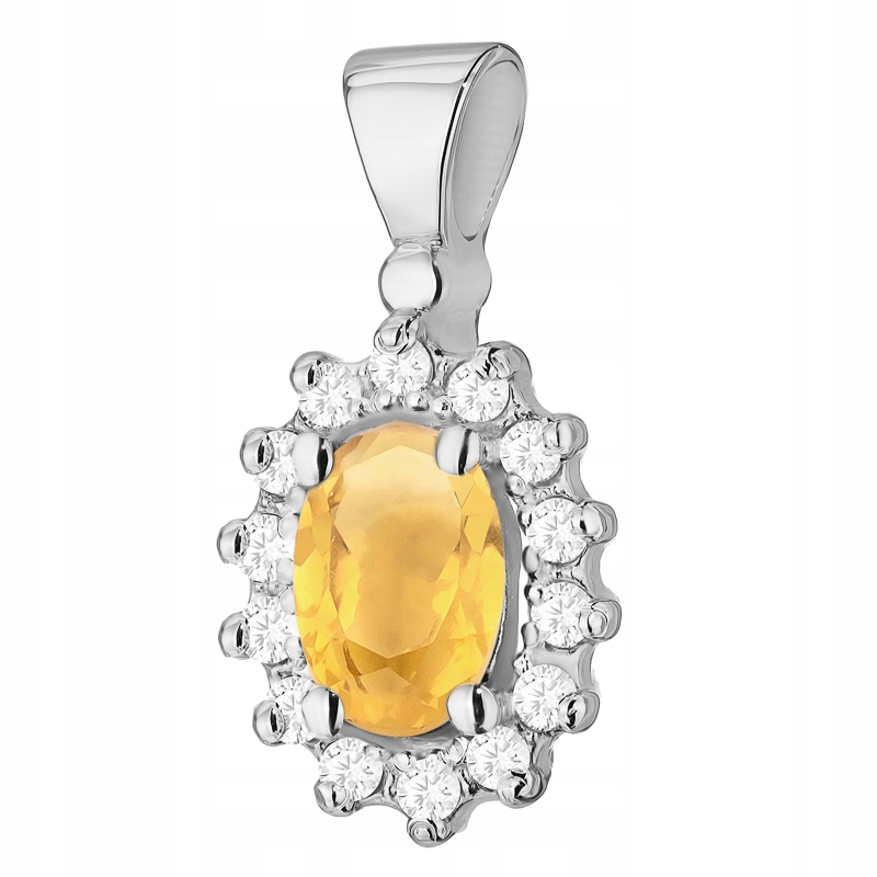 Zlatý Přívěsek Přívěsek pr. 585 Markýza s citronem 0,60 ct a brilianty 14k