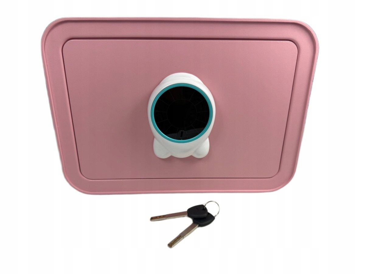 Różowy sejf biurowy domowy na kod i klucz
