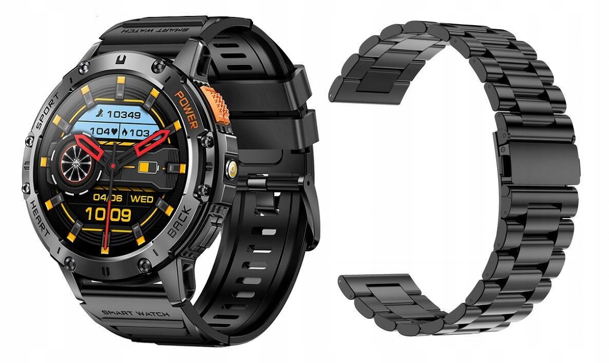 Smartwatch zegarek Męski GlacierX Latarka Wodoszczelny 466x466 Bransoleta