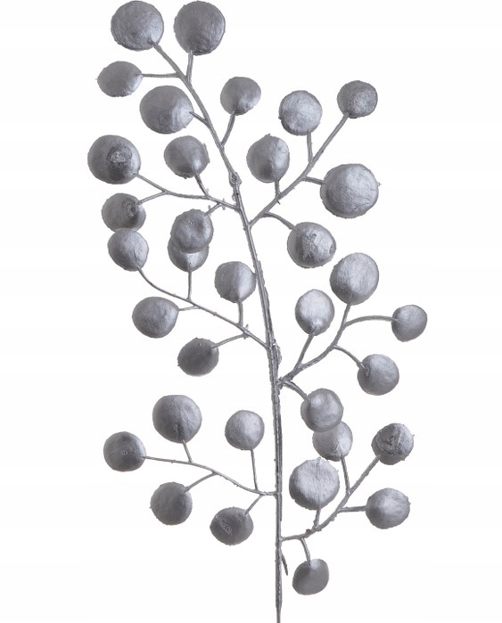 LIŚĆ GAŁĄZKA OZDOBNA ŚWIĄTECZNA SREBRNA