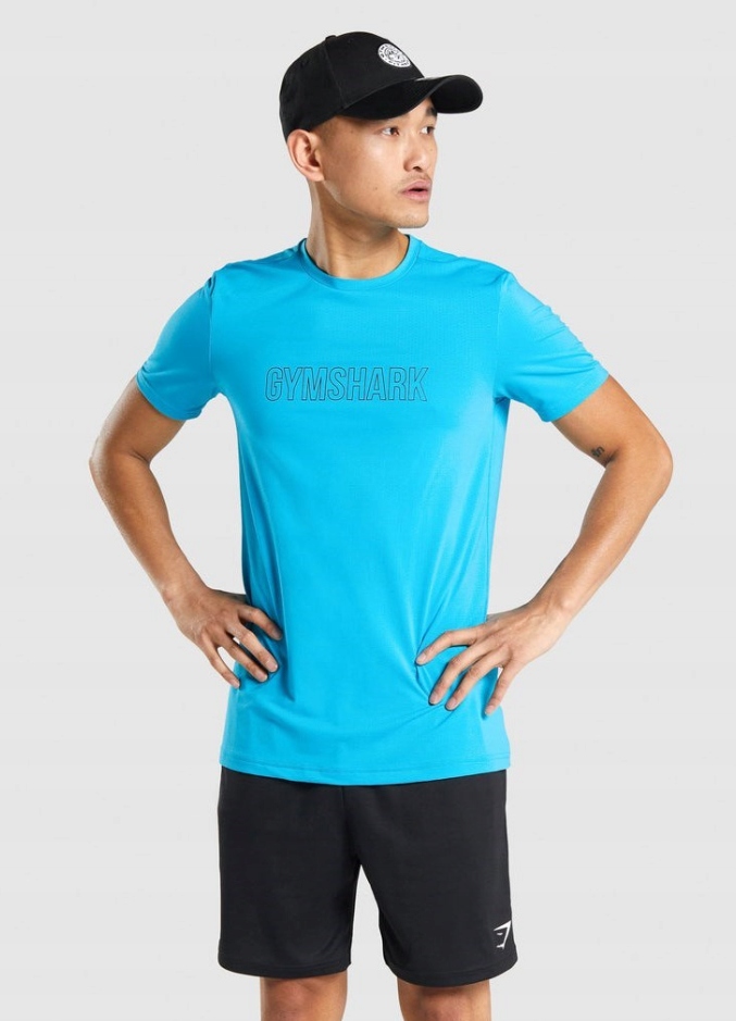 GYMSHARK KOSZULKA SPORTOWA MĘSKA NIEBIESKA L P7A