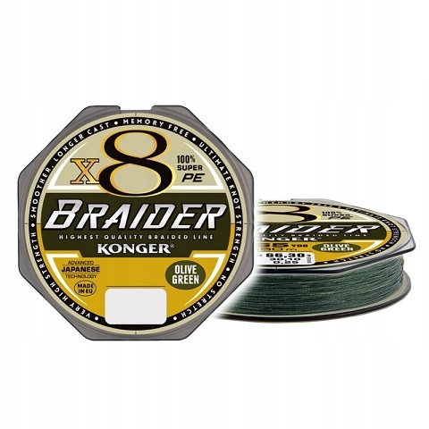 Plecionka Konger Braider X8 Olive Green 0.20mm/25.3kg/150m