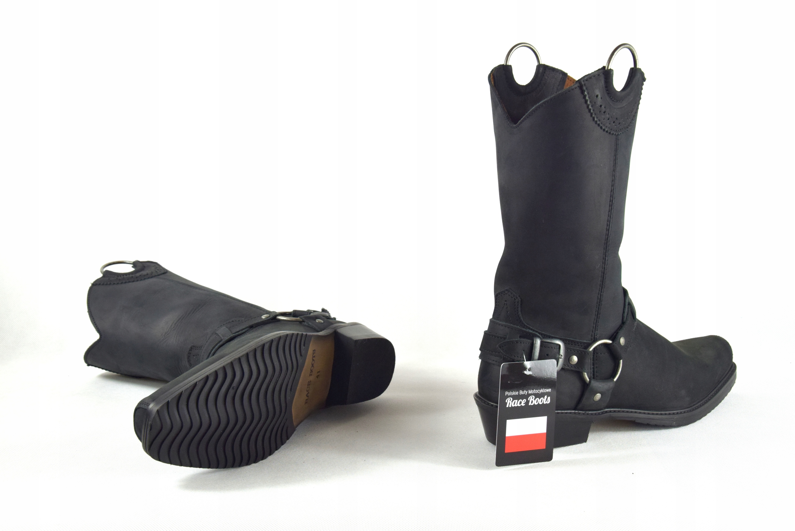 DŁUGIE BUTY MOTOCYKLOWE SKÓRZANE KOWBOJKI 139 Kolor czarny