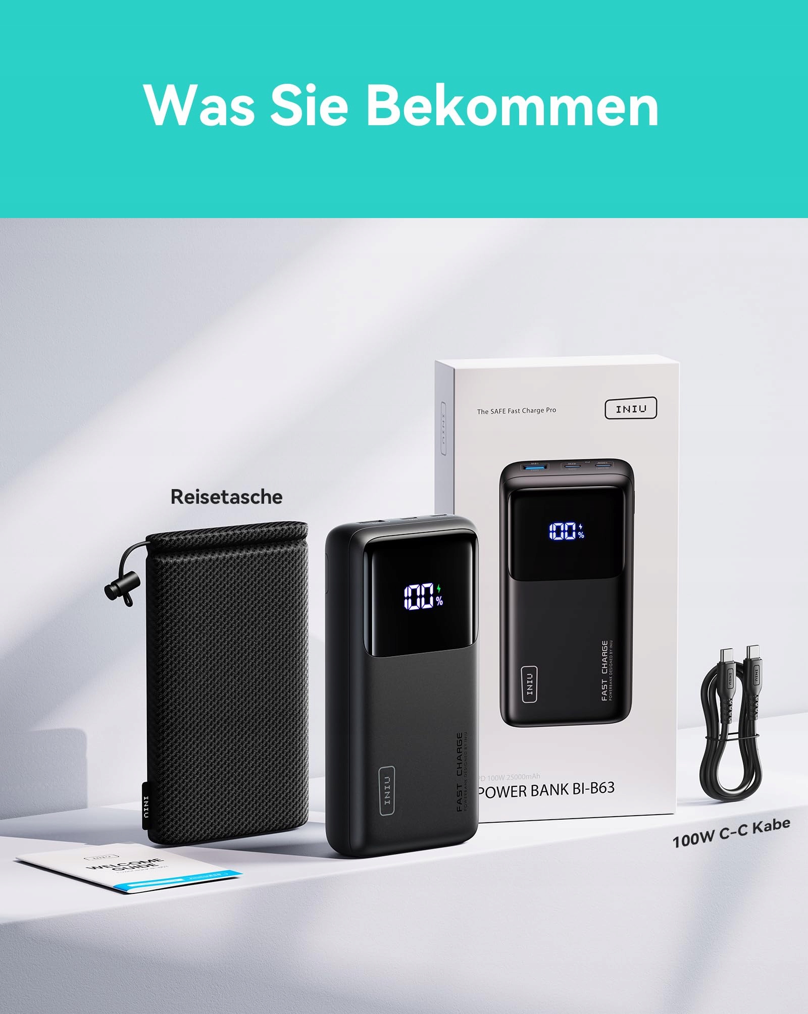 INIU Power Bank 100W 25000mAh USB C Do Laptopów i Telefonów — miniatura 8