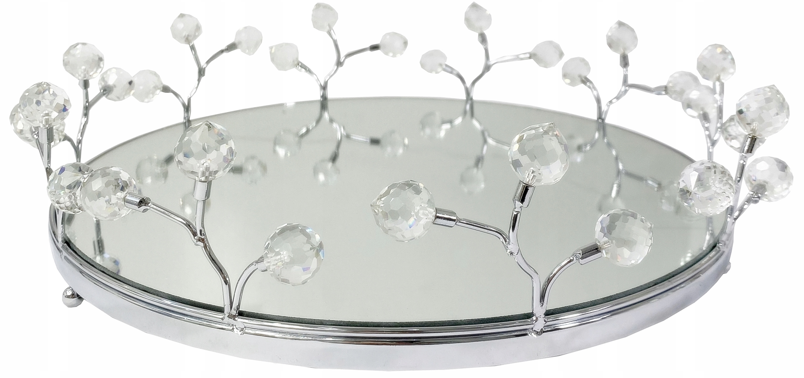 Zrcadlový podnos stříbrný kulatý Ø 35 cm WYS042/35