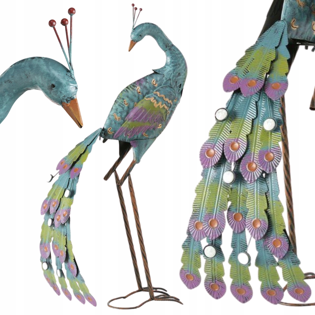 Zahradní barevný Páv Pták modrý socha pro zahradu figurky ptáků ozdoba