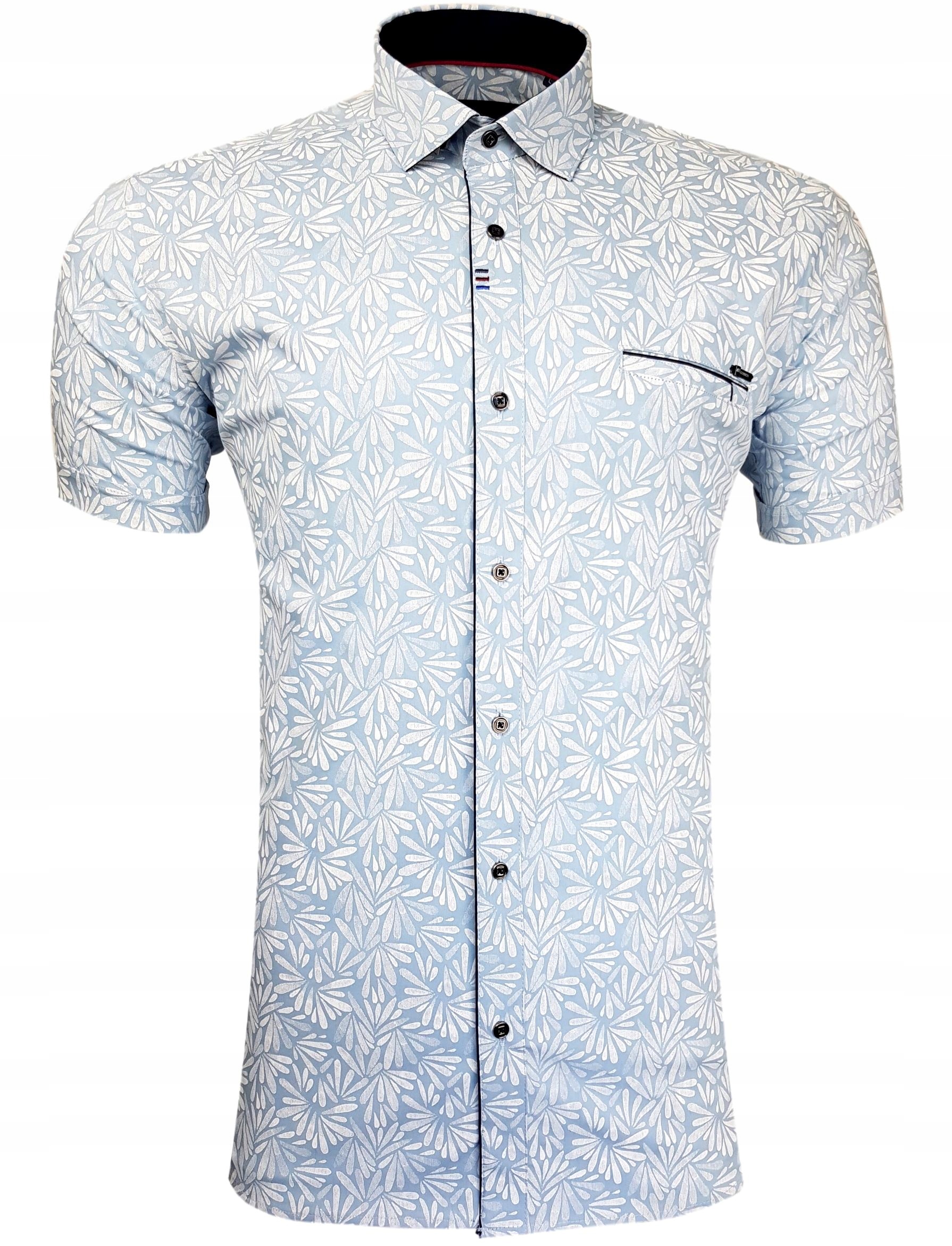 

Koszula Krótki Rękaw Slim Fit N81 Wzorki r. L