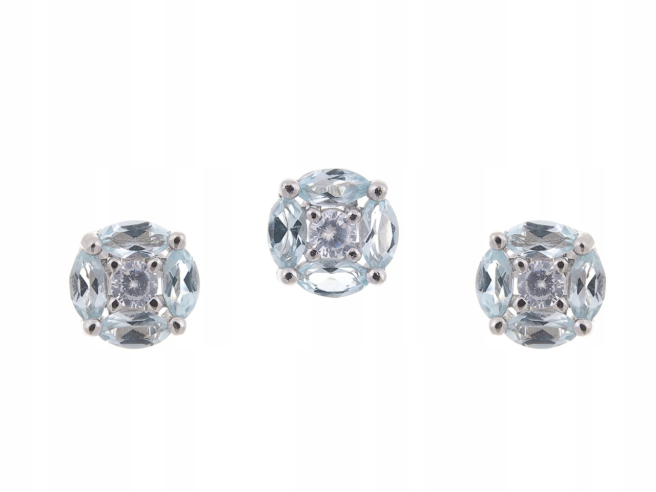 Stříbrný Rhodiovaný Komplet Sky Blue Topaz Přírodní Dárek