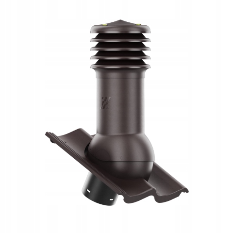 Větrací komín fi125 HiVent střešní krytina Creaton Goteborg Mokka