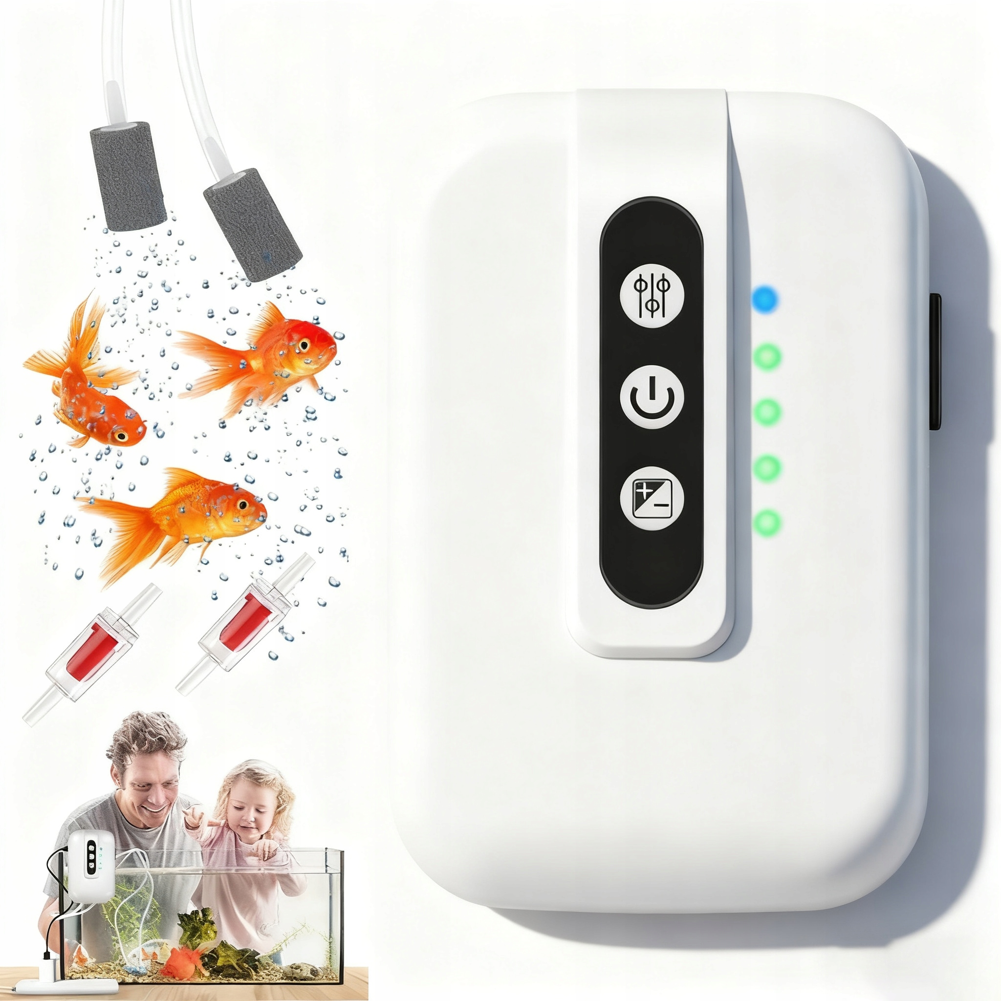 Levně Provzdušňovač Akvária, Akvarijní Kyslíková Pumpa Se Dvěma Otvory Pro Vzduch