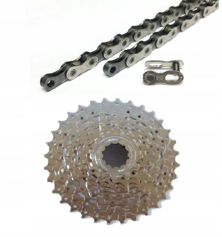 Zestaw kaseta 9rz Shimano CS-HG400 11-32 +kmc X9 srebrno-szary