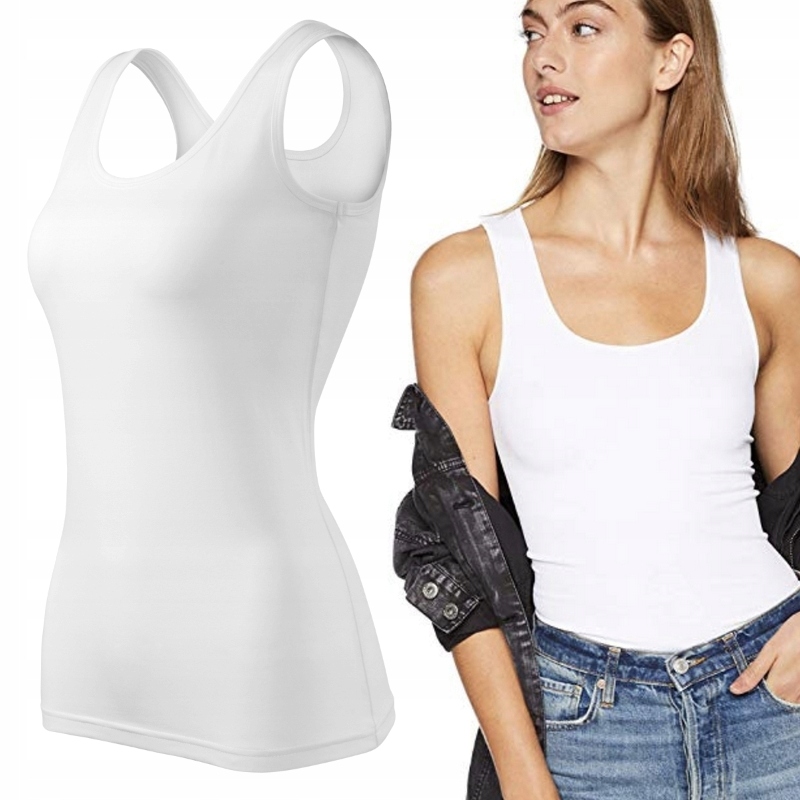 BLUZKA BAWEŁNIANA TOP KOSZULKA ramiączka L/XL