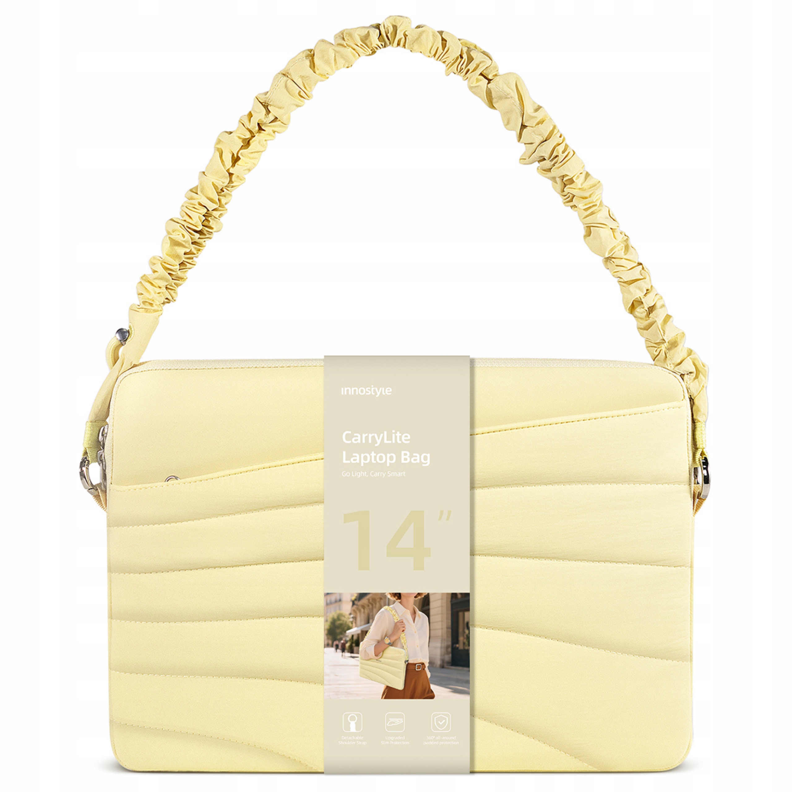 Innostyle Torba Na Laptopa 13 14 Wodoodporna Carrylite Elastic Strap Żółta