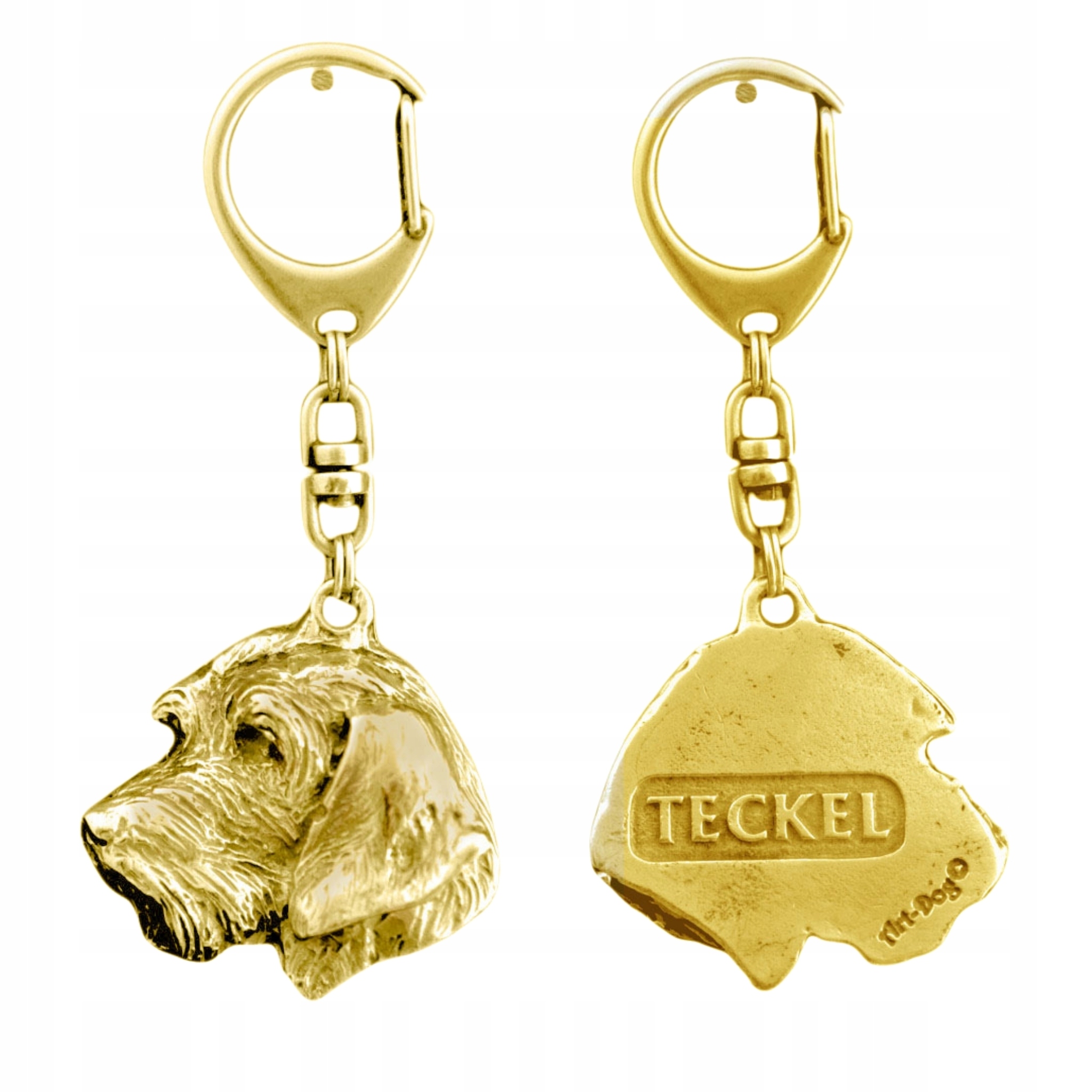 Jezevčík drsnosrstý II pozlacený přívěsek na klíče na klíče se psem v krabičce