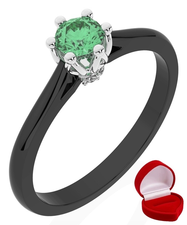 Zlatý Prstýnek 585 14k Smaragd 0,19 ct Černé Zlato R21