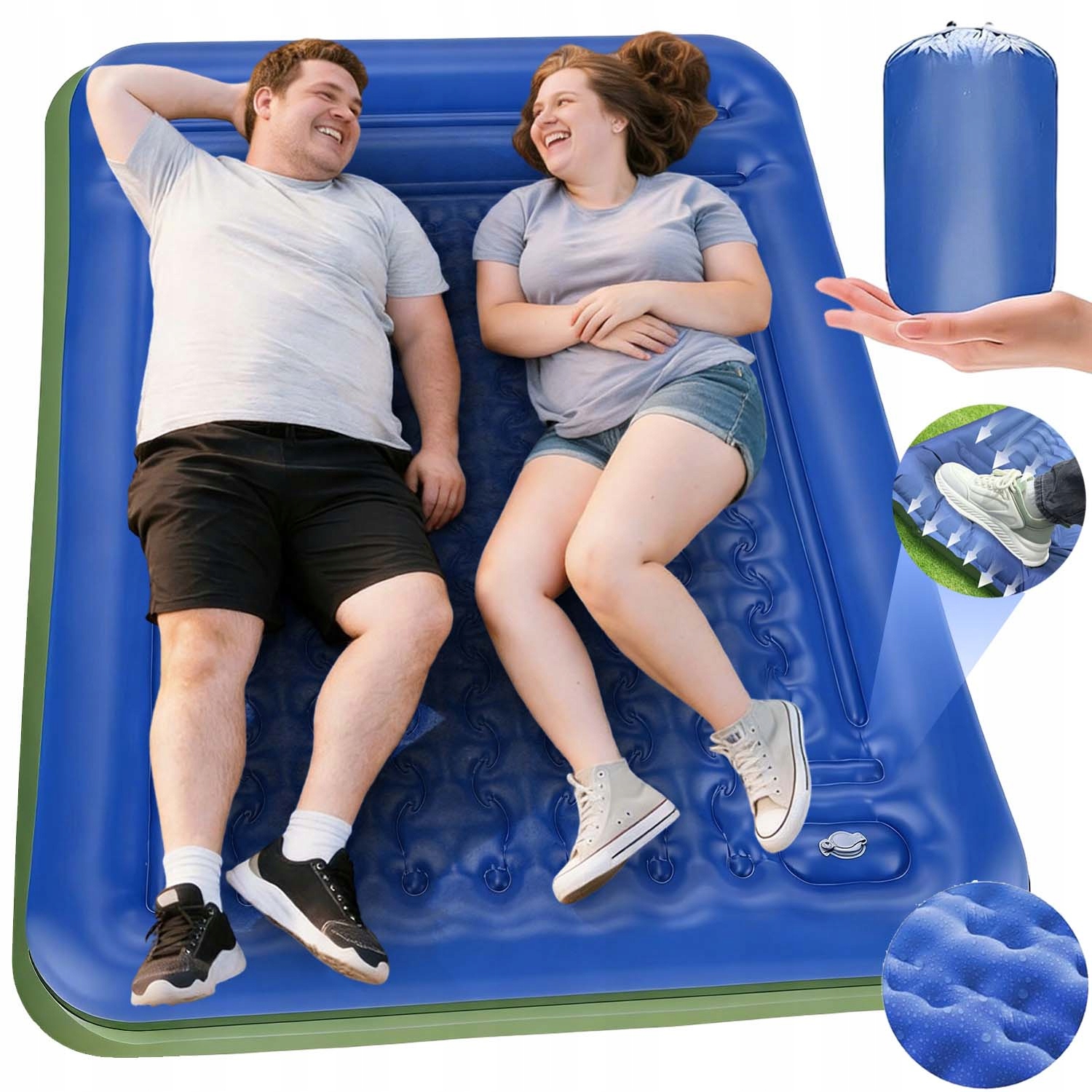 Matrace Turistická Karimatka S Polštářkem Nafukovací Kemping Pumpa 200x134 CM