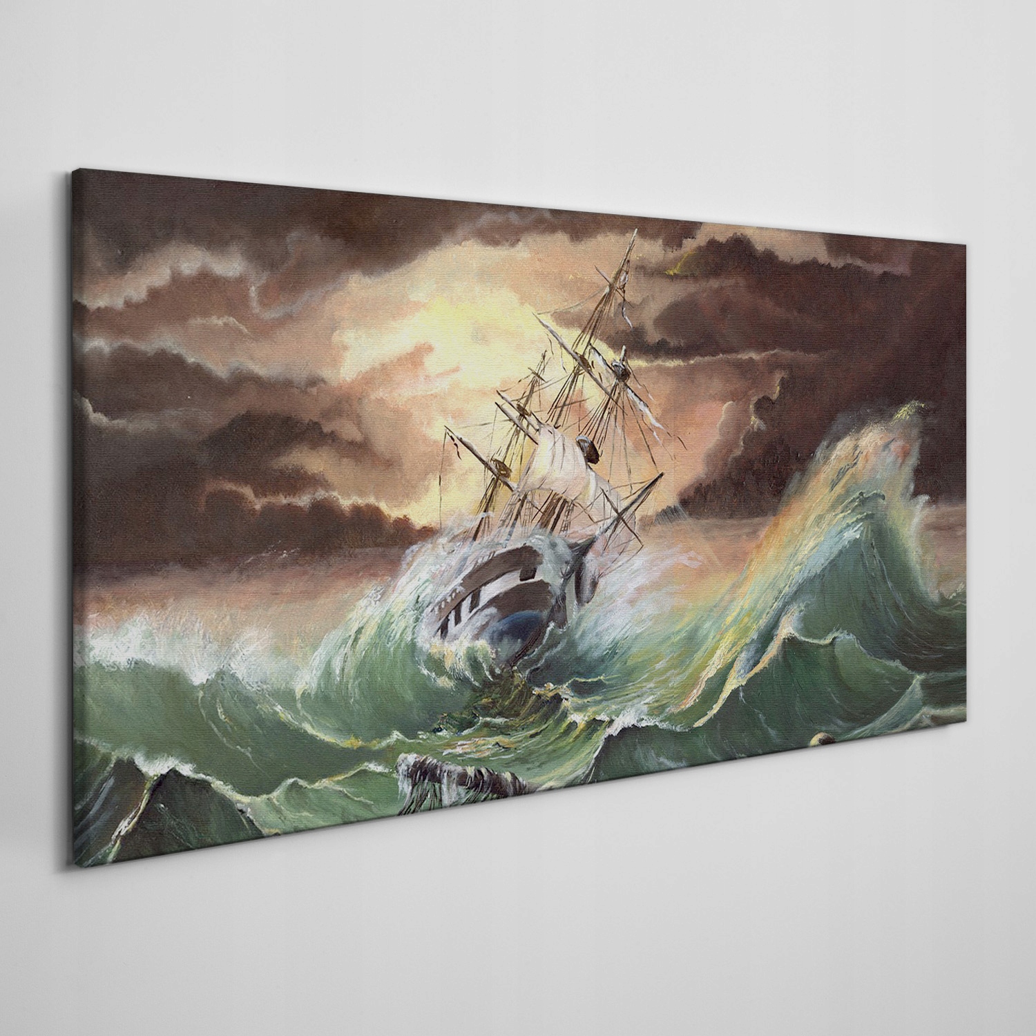 

Obraz płótno Łódź statek ocean burza fale 100x50
