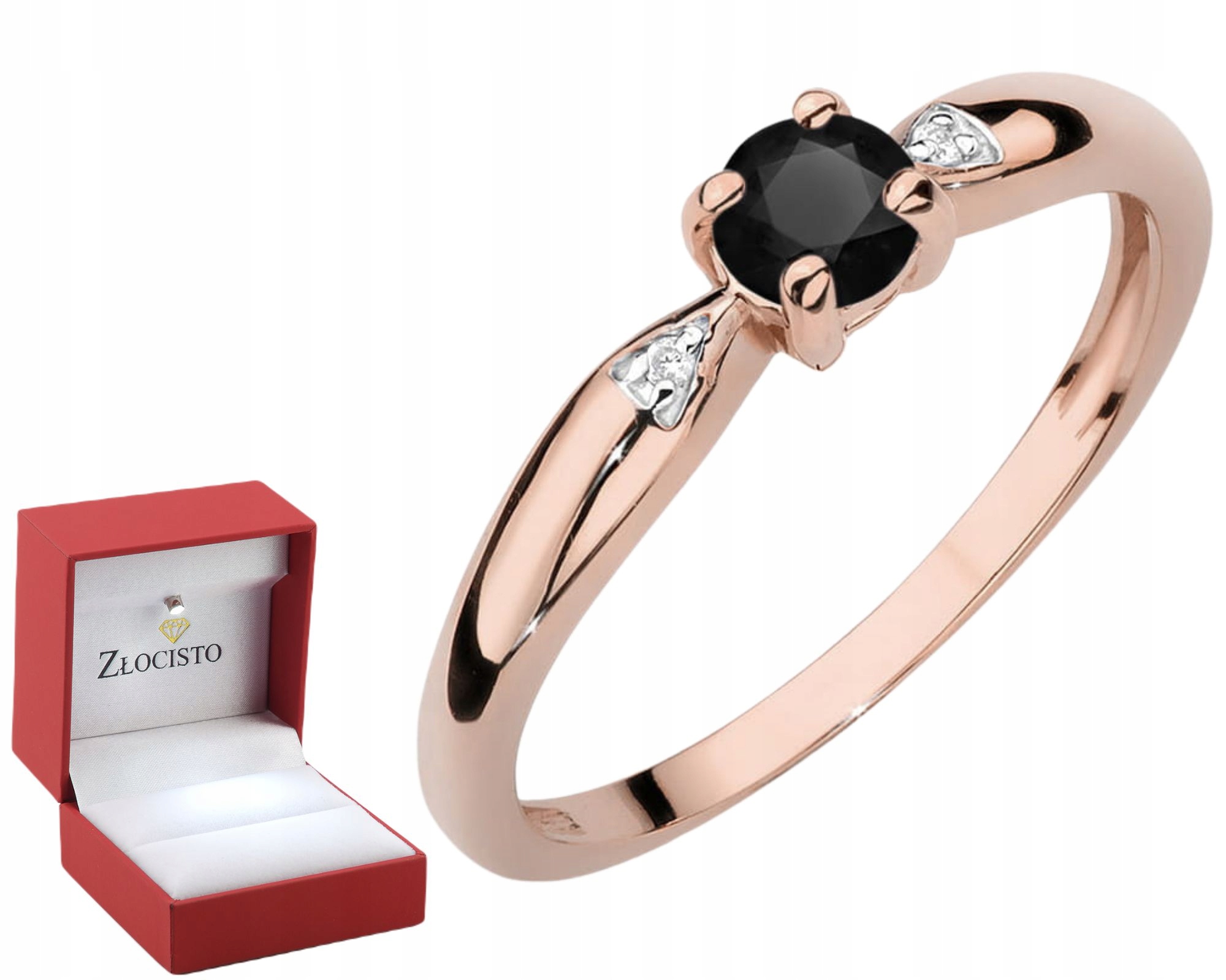 Růžové Zlato Prstýnek S Černým Briliantem V Ryzosti Zlata 585 Dárek