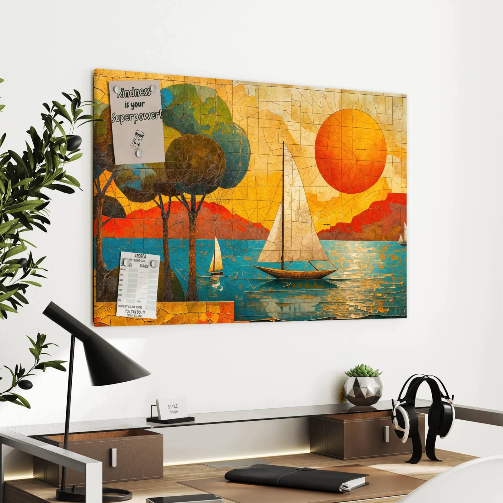 Magnetická tabule Žagluwka Západ slunce 90 × 60 cm